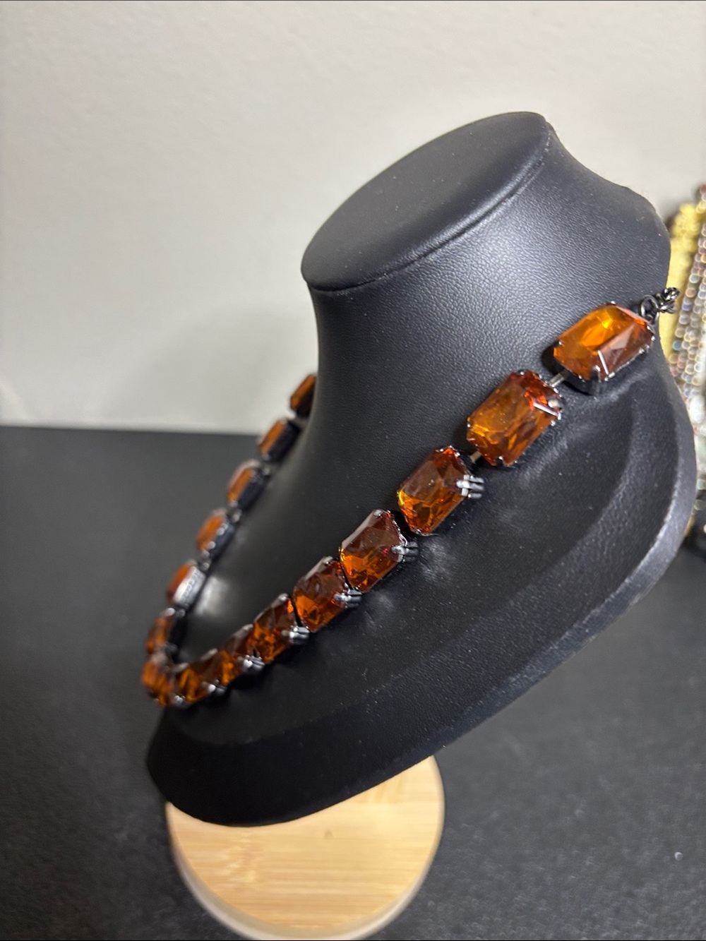 Joan Rivers Vintage Faceted Amber Gem Necklace Elegant Statement Jewelry - Picture 2 of 7